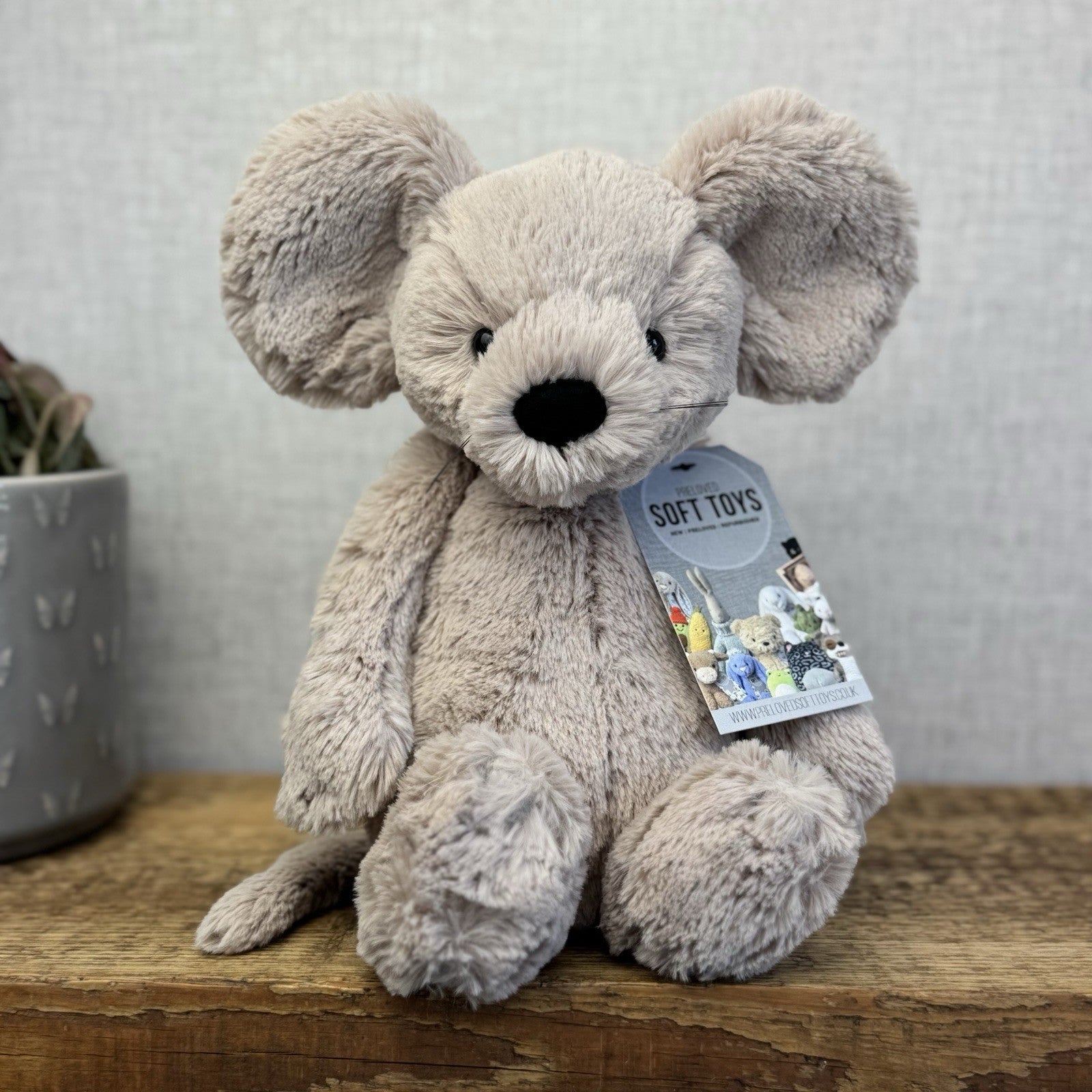 Jellycat Medium Grey Bashful Mouse - Mouse Soft Toy Whiskers Retired Rare 12"
