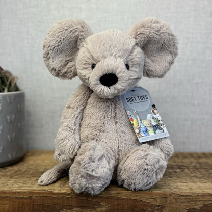 Jellycat Medium Grey Bashful Mouse - Mouse Soft Toy Whiskers Retired Rare 12"