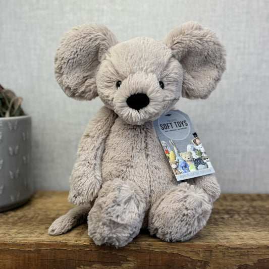 Jellycat Medium Grey Bashful Mouse - Mouse Soft Toy Whiskers Retired Rare 12"