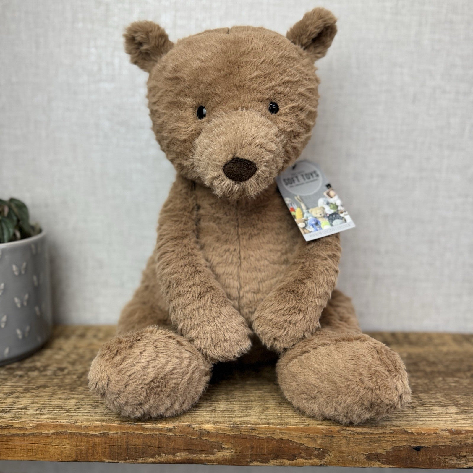 Jellycat Large Cocoa Bear - Big Brown Textured Bear Beanie Retired Large 17"