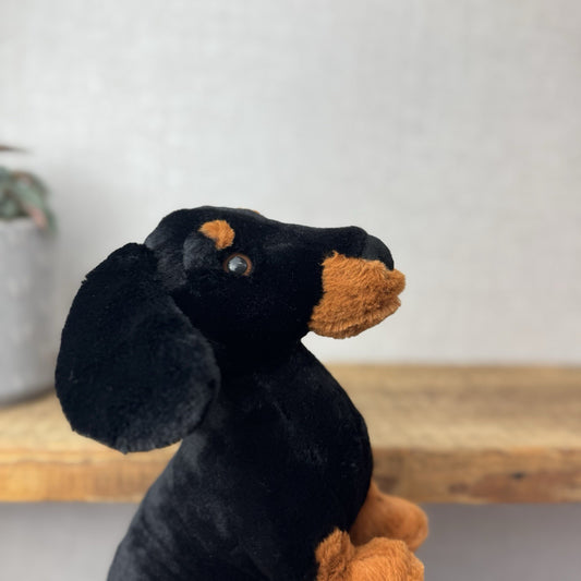Jellycat Freddie Sausage Dog - Black/tan Sausage Dog Beanie Soft Toy Plush 14"