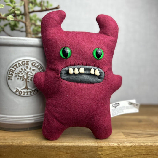 Fuggler Sir Horns A Lot - Fuggler Red Devil Plush Funny Ugly Monster Soft Toy 9”