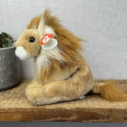 TY Classic Sahara - Beanie Baby Large Lion Wild Cat Soft Toy Pristine Tags 8"