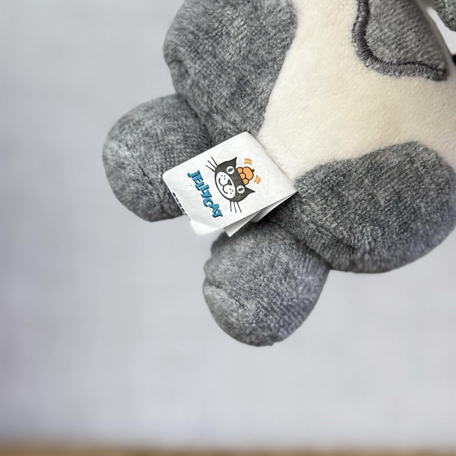 Jellycat Crazy Dog - Grey/White Vintage Miniature Beanie Velour NWOT 4"
