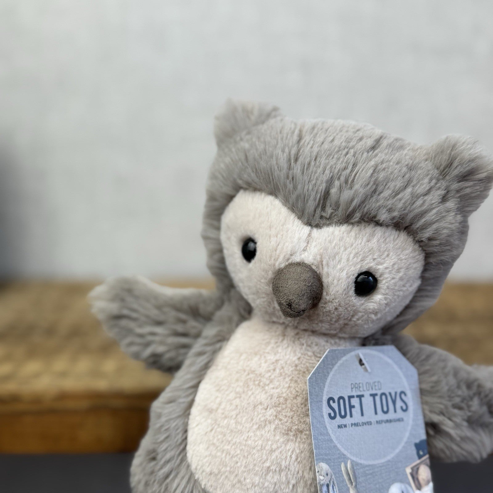 Jellycat Willow Owl Small Retired Grey Fluffy Small Owl Beanie Retired 8”