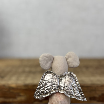 Maileg Fairy Mouse - Natural - Gold Winged Maileg Mouse Fluffy Tummy Retired