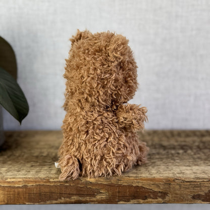 Jellycat Brown Little Bear - Small Curly Haired Brown Teddy Bear Soft Toy 7”