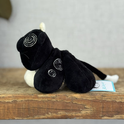 Jellycat Tubby Toes Cat - Vintage Black & White Cat Soft Toy Beanie Mini 4”