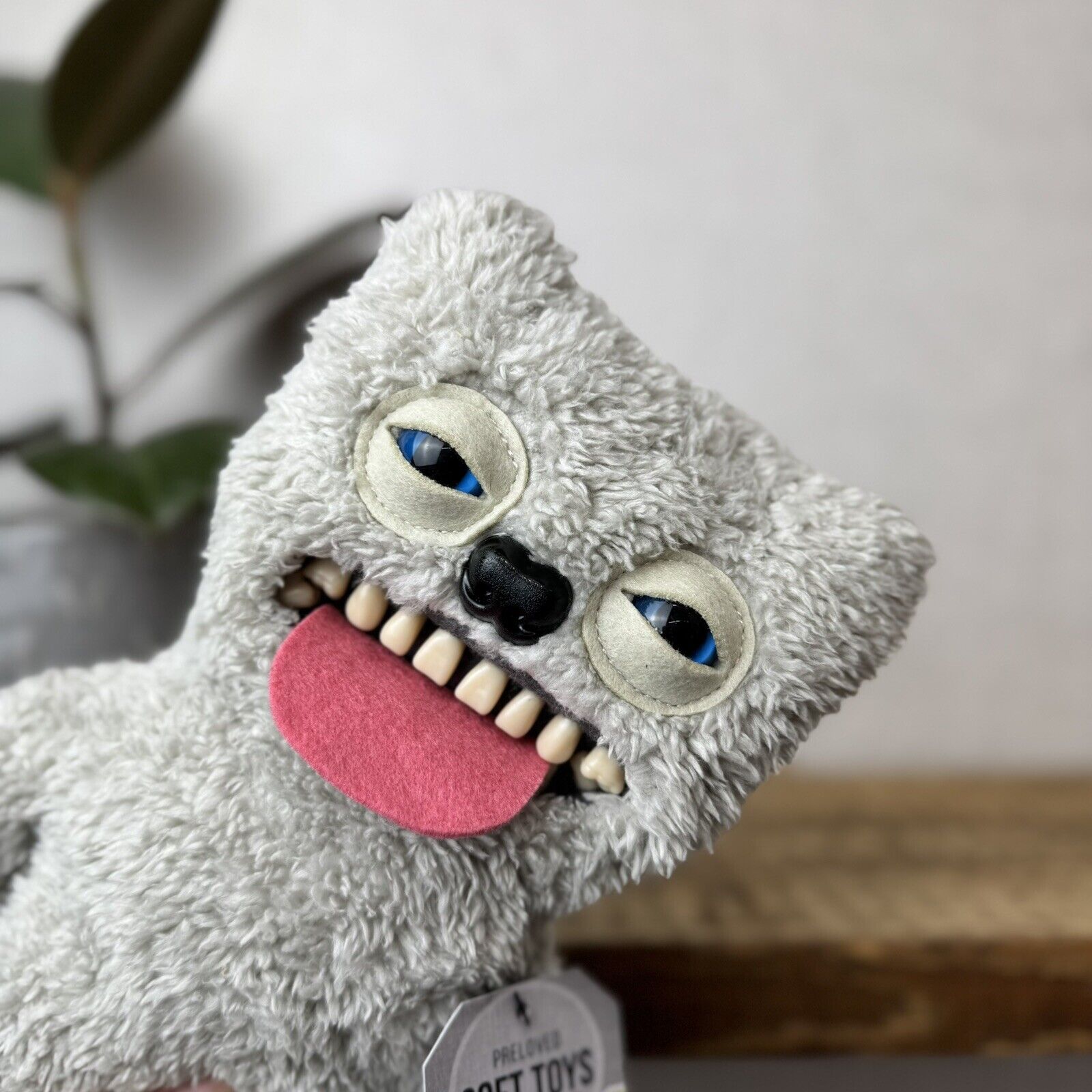 Fuggler - Sir Belch Snuggler - Fluffy Grey Monster Tongue Out Collectible Grey