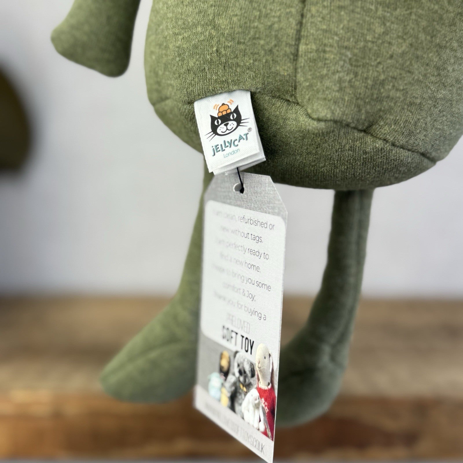 Jellycat Geek Frog - Jersey Green Soft Beanie Frog Toy Retired Small Cute 9"