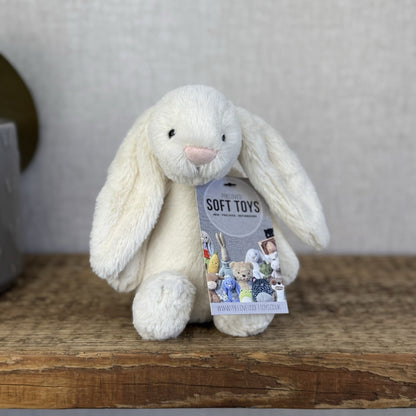 Jellycat Small Bashful Cream Bunny - Off White Rabbit Beanie Plush Toy 8”