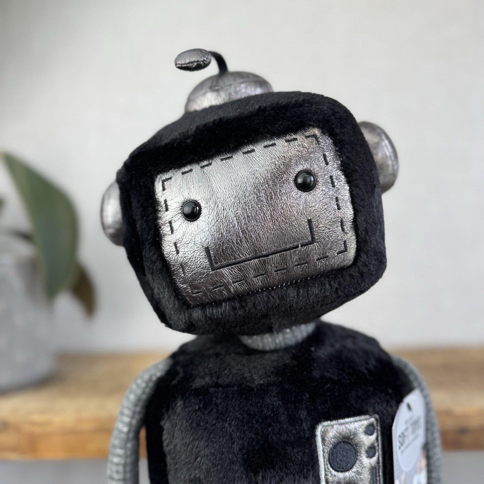 Jellycat Big JellyBot - Black Robot Beanie Soft Rare & Retired Larger Size 16”