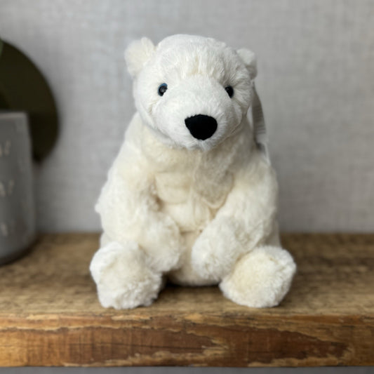 Jellycat Small Elwin Polar Bear - White Sitting Bear Plush Blue Eyes with tags