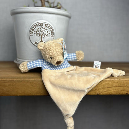 Jellycat Thomas Bear Soother Comforter Baby Soft Toy Beige Blue Gingham Plush