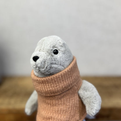Jellycat Cozy Crew Seal - Seal Beanie In A Jumper Poloneck Plush Retired  8"