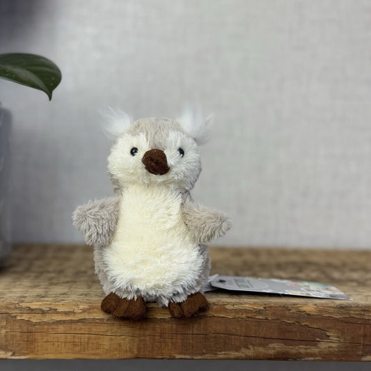 Jellycat Tiny Peanut Owl - Tiny Grey Fluffy Owl Jellycat - Soft Plush Beanie 4"