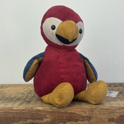 Jellycat Belby Parrot - Retired Velour Bird Plush Parrot Push Red/Blue 10"