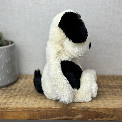 Jellycat Bashful Black & Cream Puppy Dog - Medium Beanie Dog Retired Plush 12”