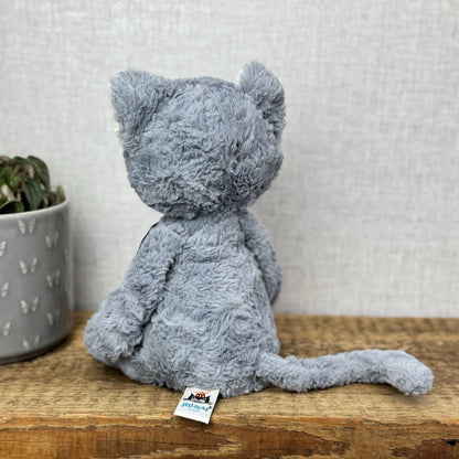 Jellycat Tuffet Cat - Medium Grey Kitten Kitty Beanie Plush Textured Retired 12"