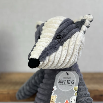 Jellycat Medium Cordy Roy Badger - Grey Corduroy Badger Beanie Plush Large 16"