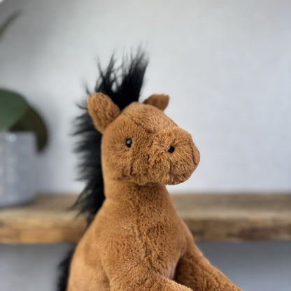 Jellycat Medium Clover Pony - US Version Medium Chestnut Brown Pony Plush 12"
