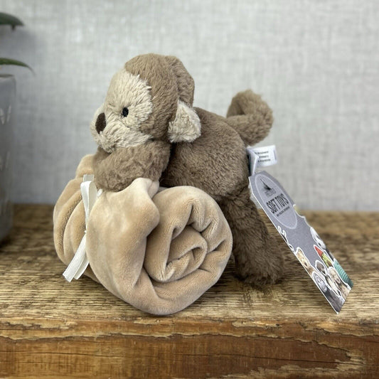 Jellycat Shooshu Monkey Soother - Super Soft Monkey Comforter - Blankie (Smudge)