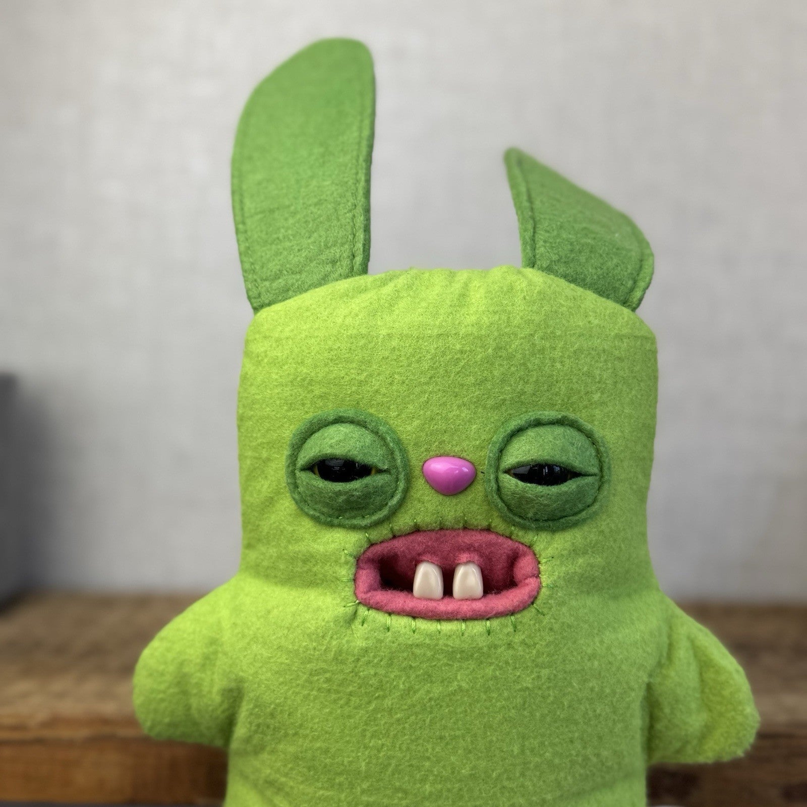 Fuggler Green Rabid Rabbit Fuggler Felt Bunny Rabit Cute Ugly Retired