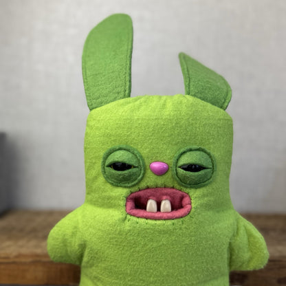 Fuggler Green Rabid Rabbit Fuggler Felt Bunny Rabit Cute Ugly Retired