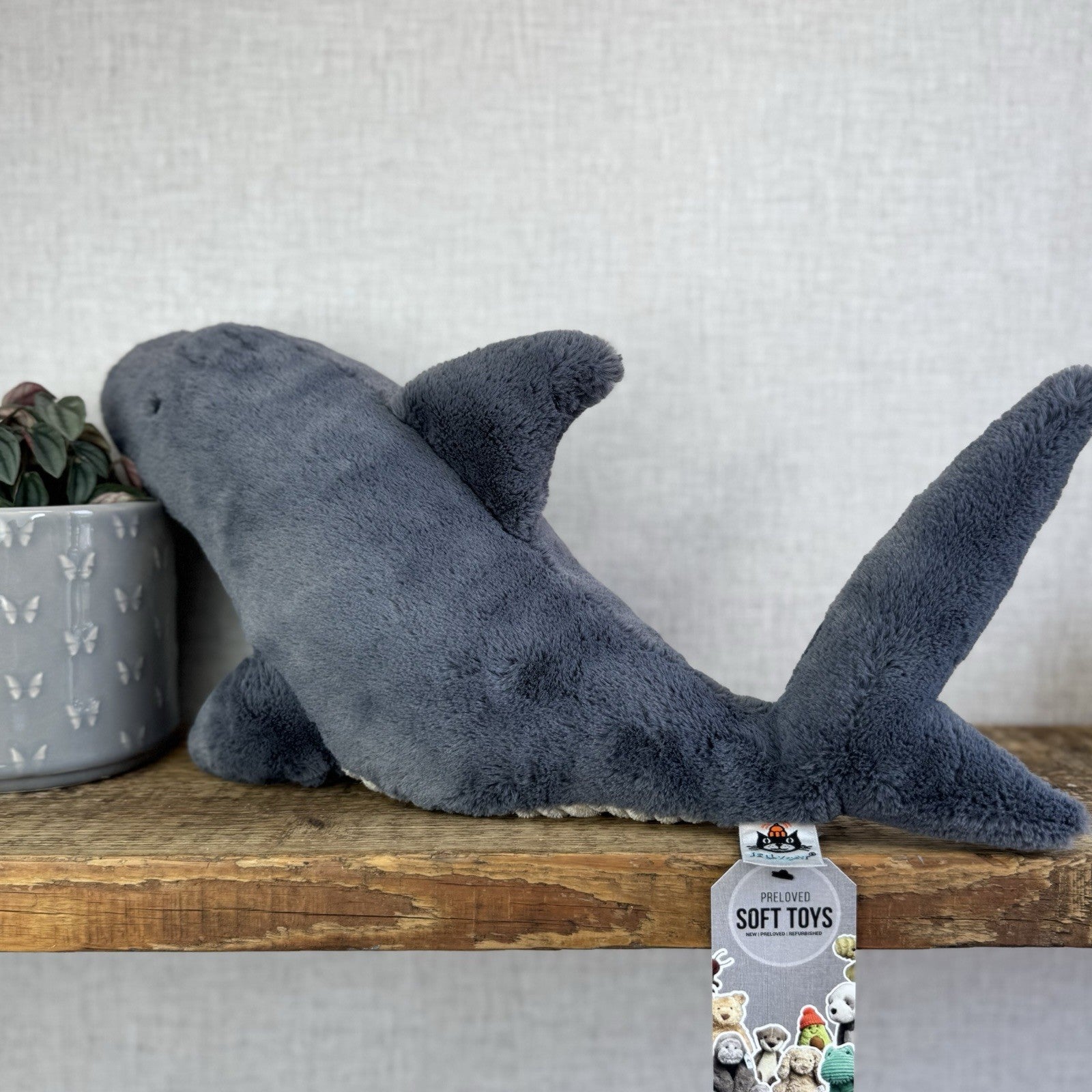 Jellycat Shadow Shark Grey - Large Beanie Shark Retired Dark Grey Rare 16"