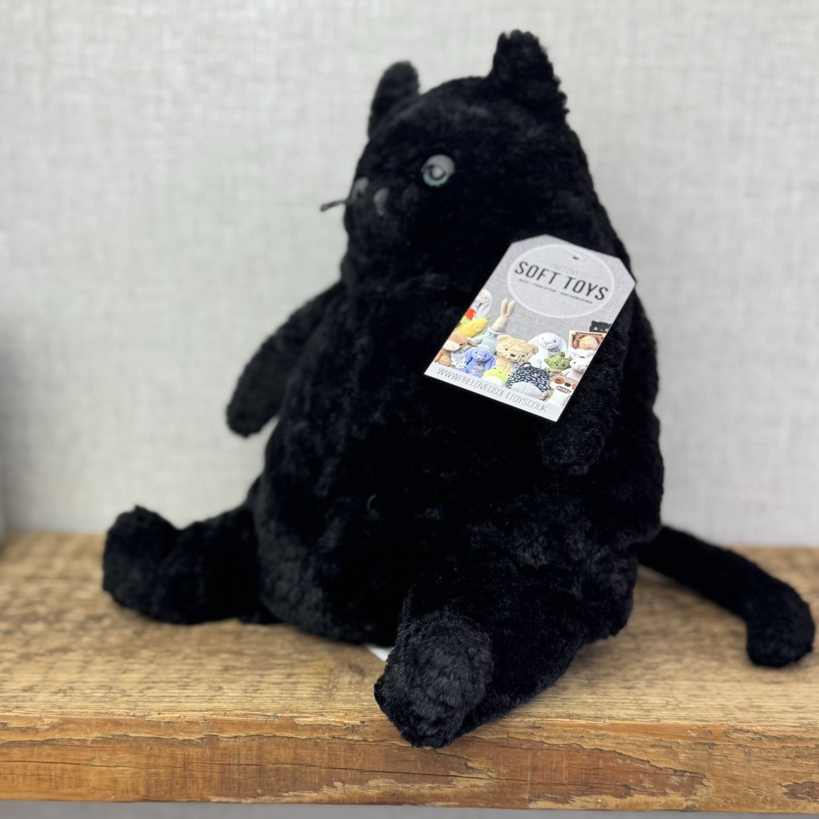 Jellycat Medium Amore Black Cat - Big Black Grumpy Cat Beanie Retired NWOT 12"