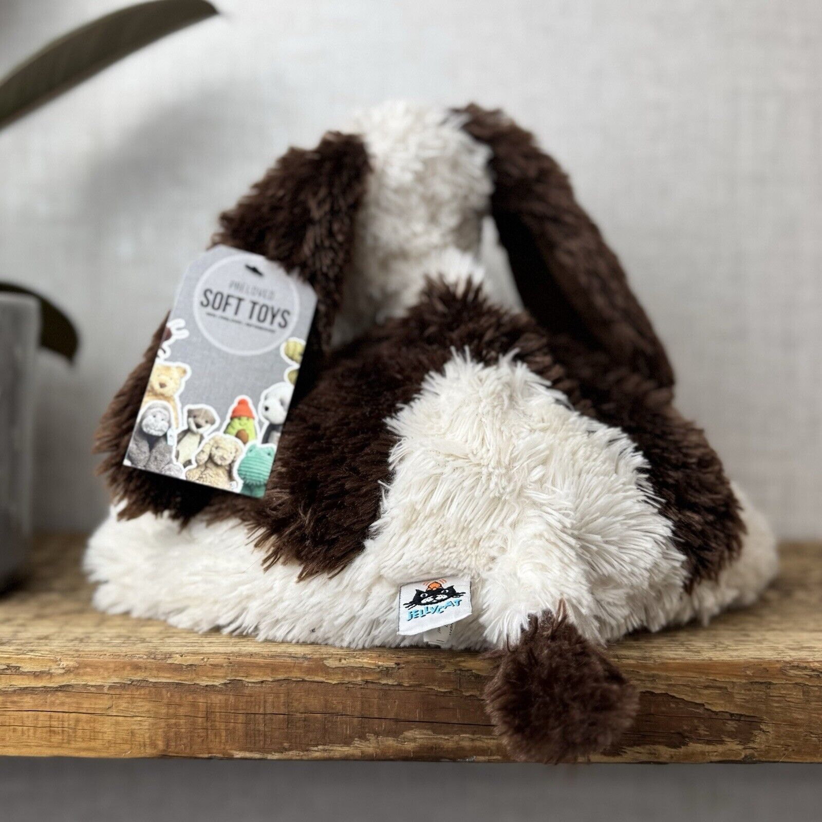 Jellycat Medium Truffles Dog - Cream/Brown Floppy Dog Pillow Beanie Retired 14”