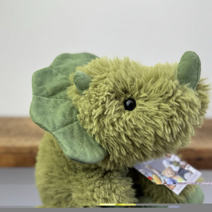 Jellycat Curvie Dino - Green Fluffy Sitting Dinosaur Plush Beanie - Medium 10"