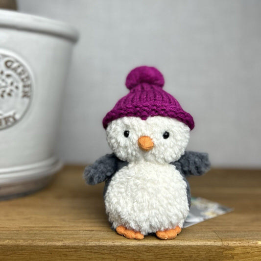 Jellycat Wee Winter Penguin -  Pink Fuchsia - Bobble Hat Penguin Tiny Plush 5”