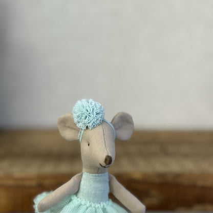 Maileg Ballerina Mouse - Little Sister Mint Pale Blue Ballet Mouse Mice New Tags