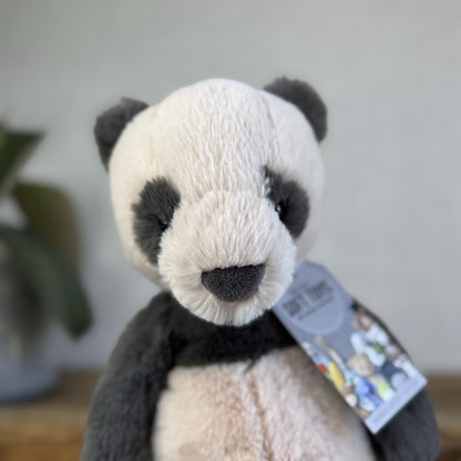 Jellycat Medium Puffles Panda - Super Soft Sitting Cream & Black Panda 13" (#2)
