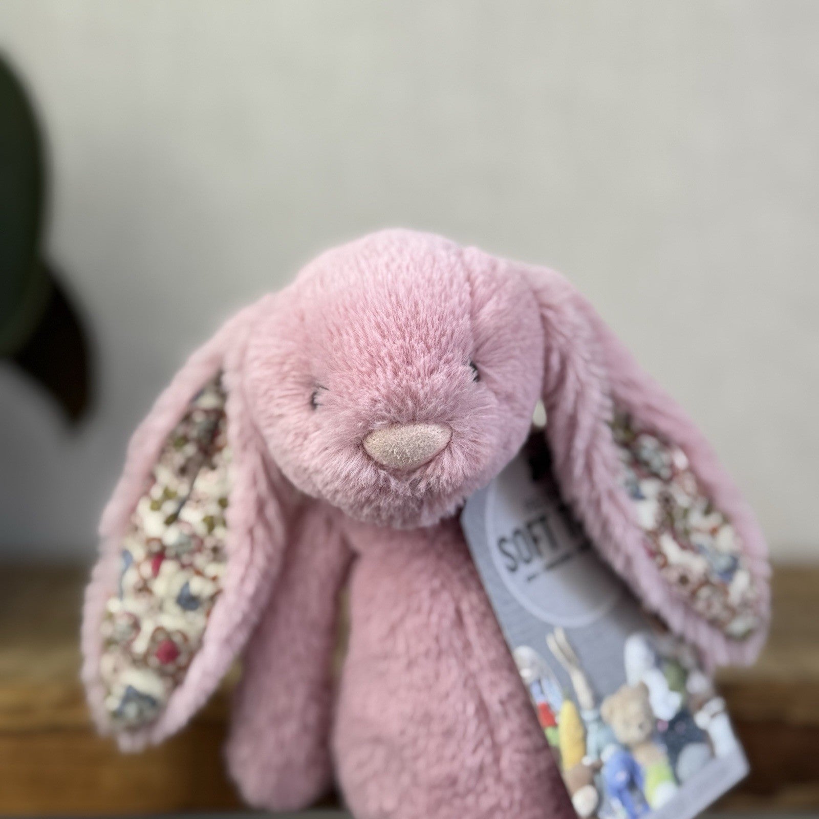 Jellycat Small Blossom Tulip Pink Bunny Rabbit - Older Style Fabric Ears Floral