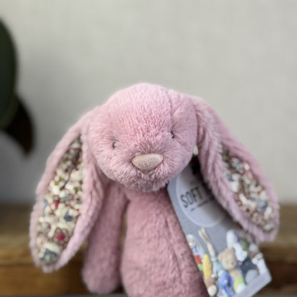 Jellycat Small Blossom Tulip Pink Bunny Rabbit - Older Style Fabric Ears Floral