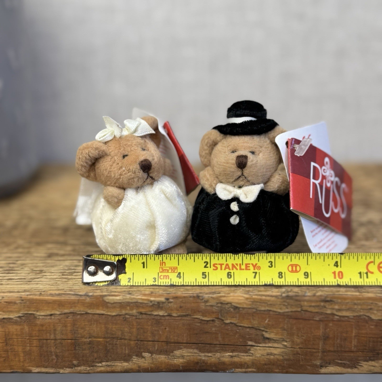 Russ Berrie Miniature Bride & Groom 3" - Tiny Wedding Gift Rare Vintage Retired 