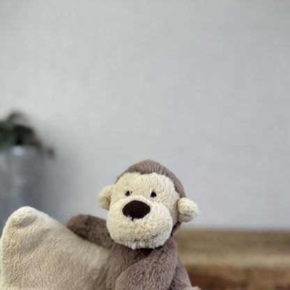 Jellycat Bashful Monkey Musical Pull - Brown Monkey Stars Lullaby Retired Rare