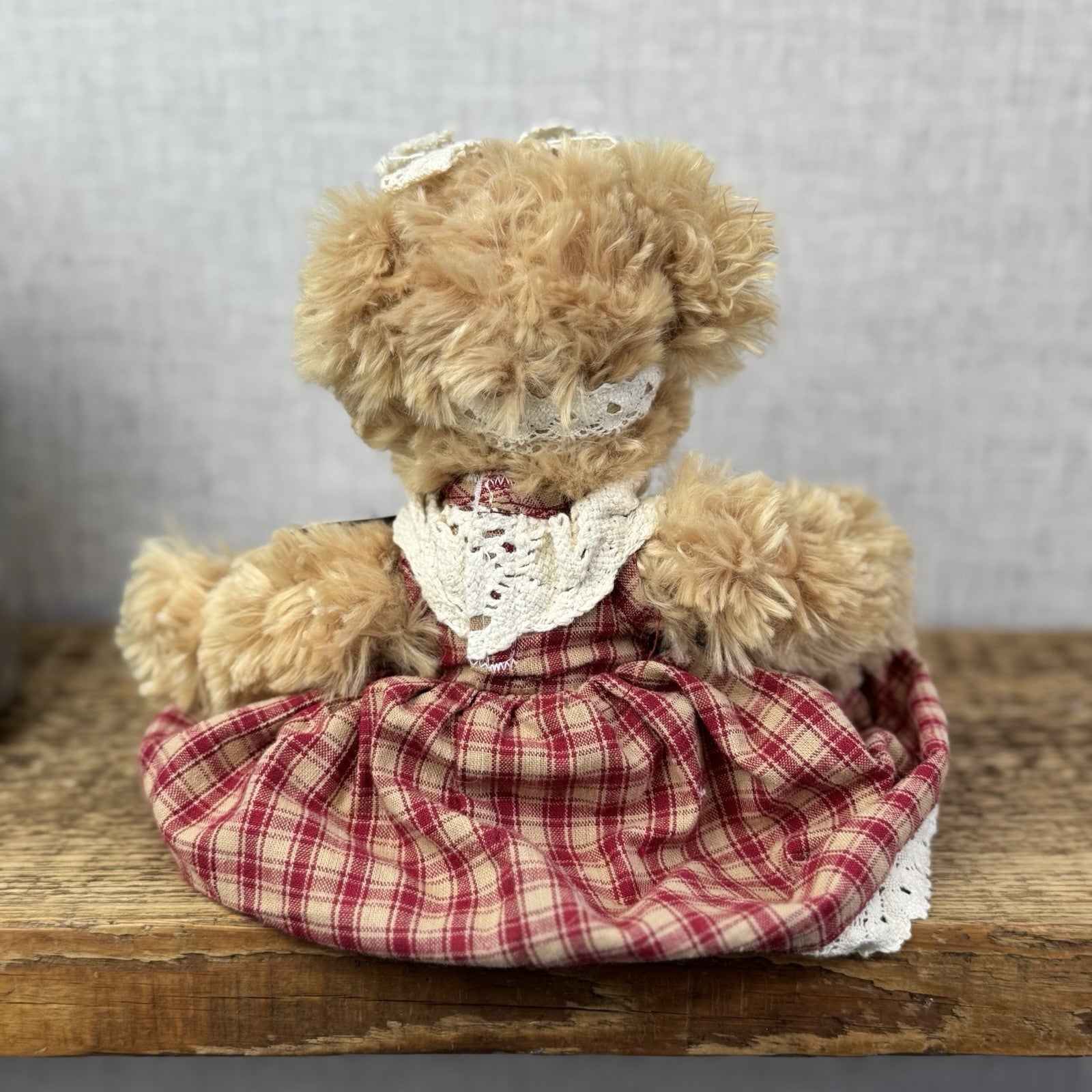 Bukowski Bears - Red/white Plaid Dress - Small Beanie Barbara Bukowski Tan Bear 