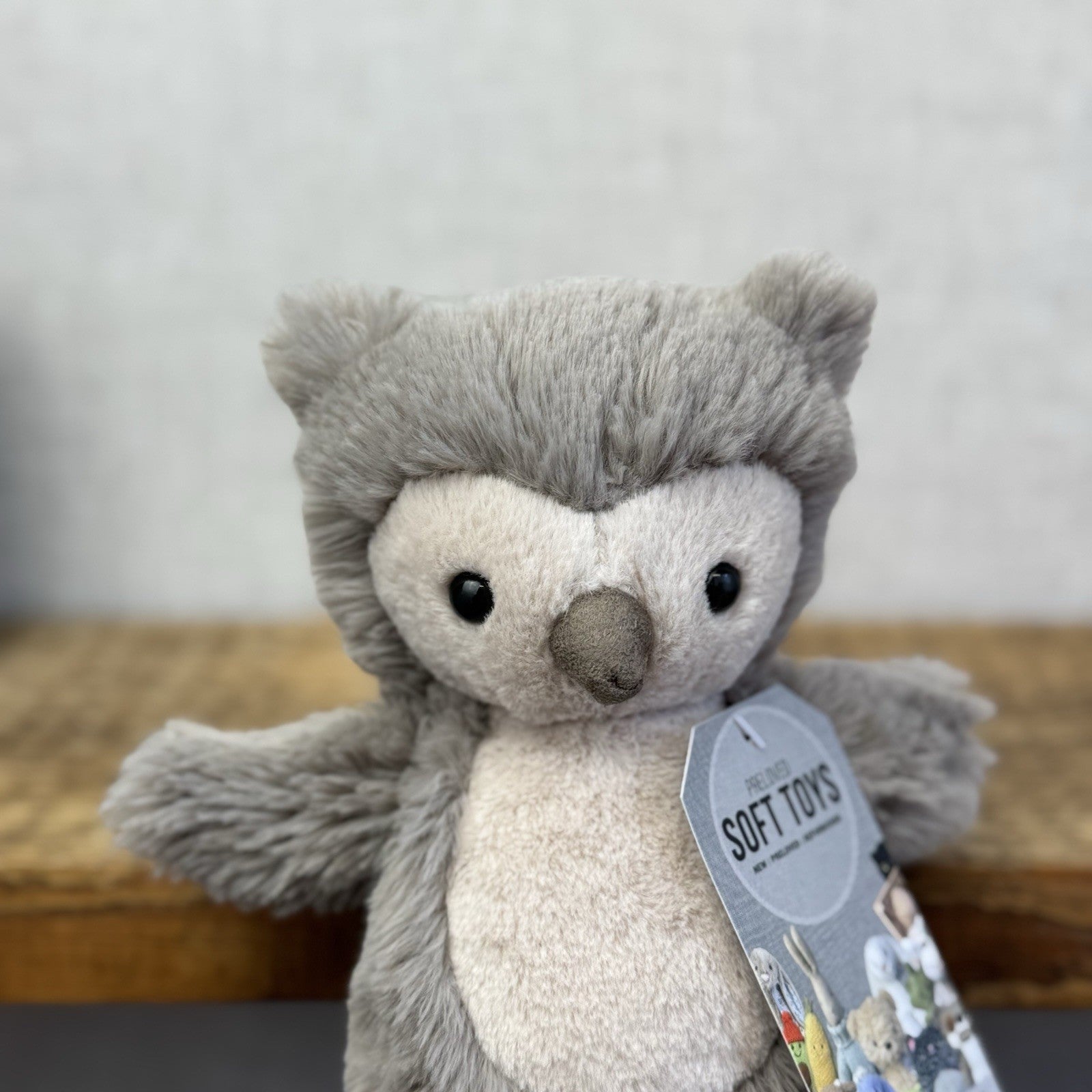 Jellycat Willow Owl Small Retired Grey Fluffy Small Owl Beanie Retired 8”