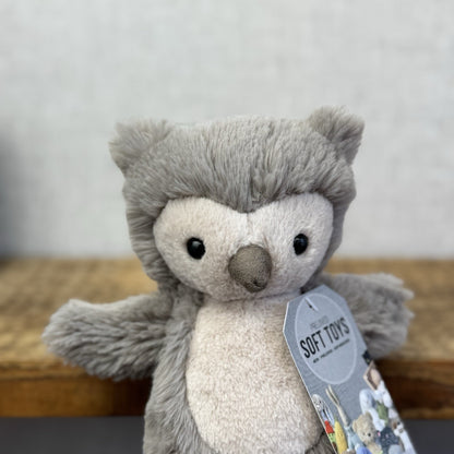 Jellycat Willow Owl Small Retired Grey Fluffy Small Owl Beanie Retired 8”