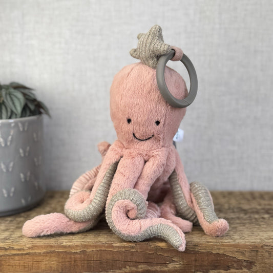 Jellycat Odell Octopus Activity Toy - Baby Sensory - Octopus Pink Gift Pram Toy