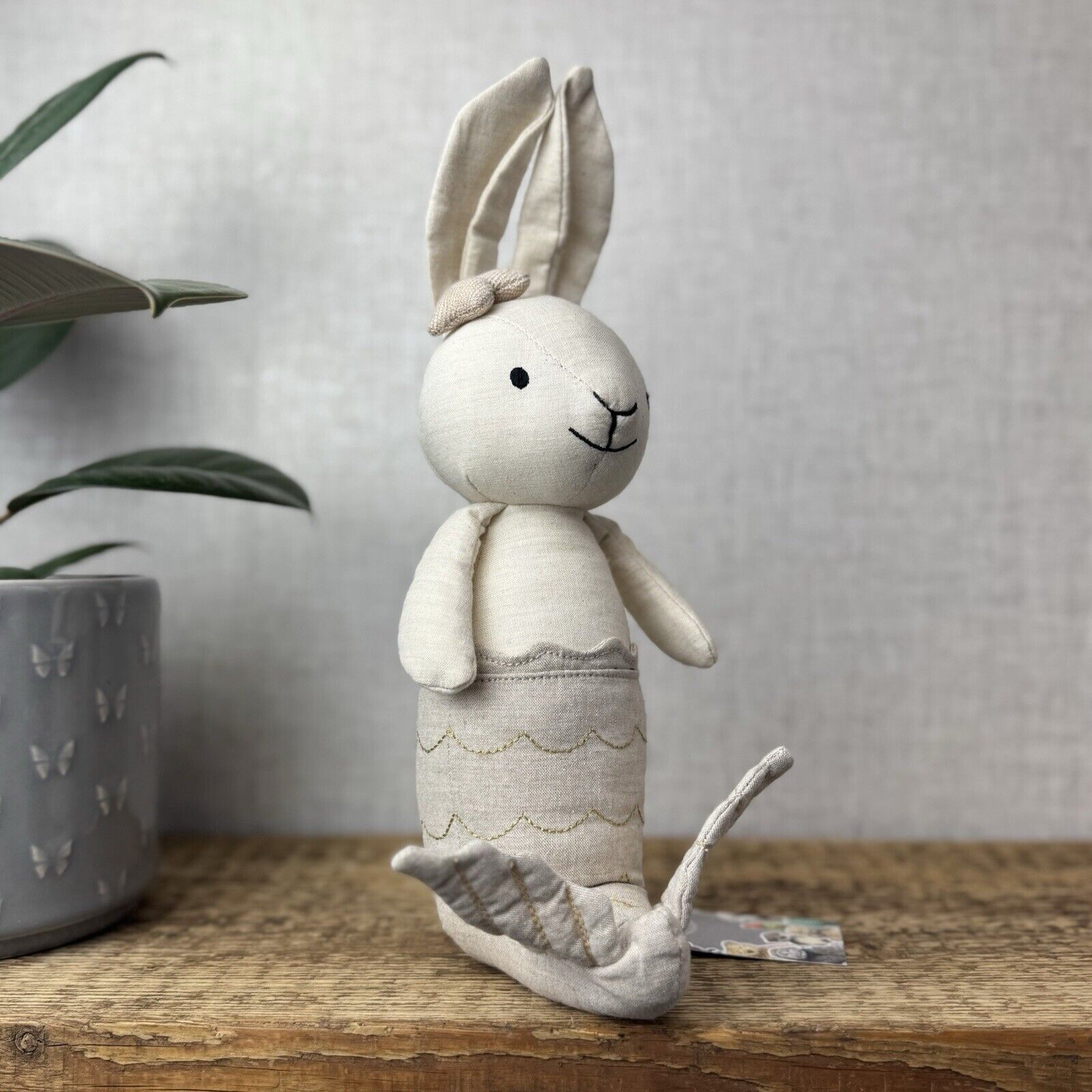 Jellycat Cream MerBunny - Mermaid Bunny Linen Beanie Plush Medium Soft Toy 12"