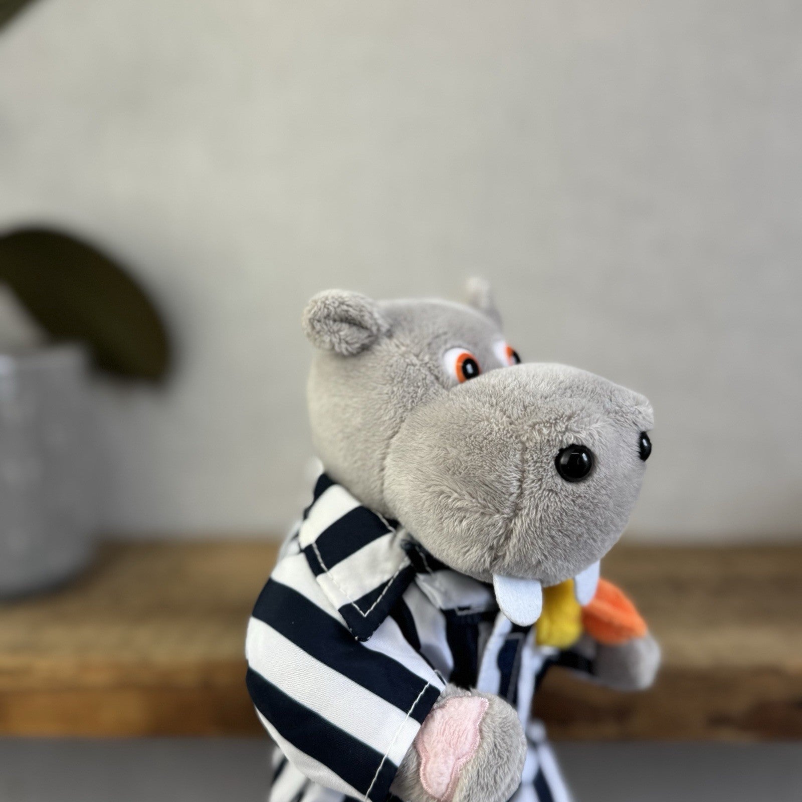 Silent Night Beds Hippo Wearing Pyjamas With Duck Promotional Soft Toy 9"