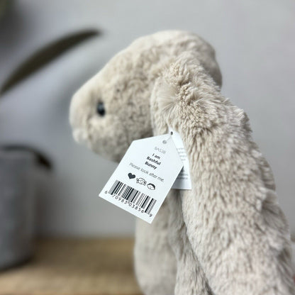 Jellycat Medium Bashful Beige Bunny - Light Brown Bunny Soft Toy Beanie 12” (1)