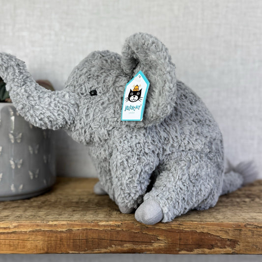 Jellycat Rondle Elephant -  Grey Textured Elelephant Beanie Plush Retired Tags