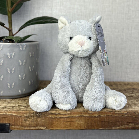 Jellycat Soppy Kitten - Small Grey Beanie Cat Retired - Sitting Cat 7"