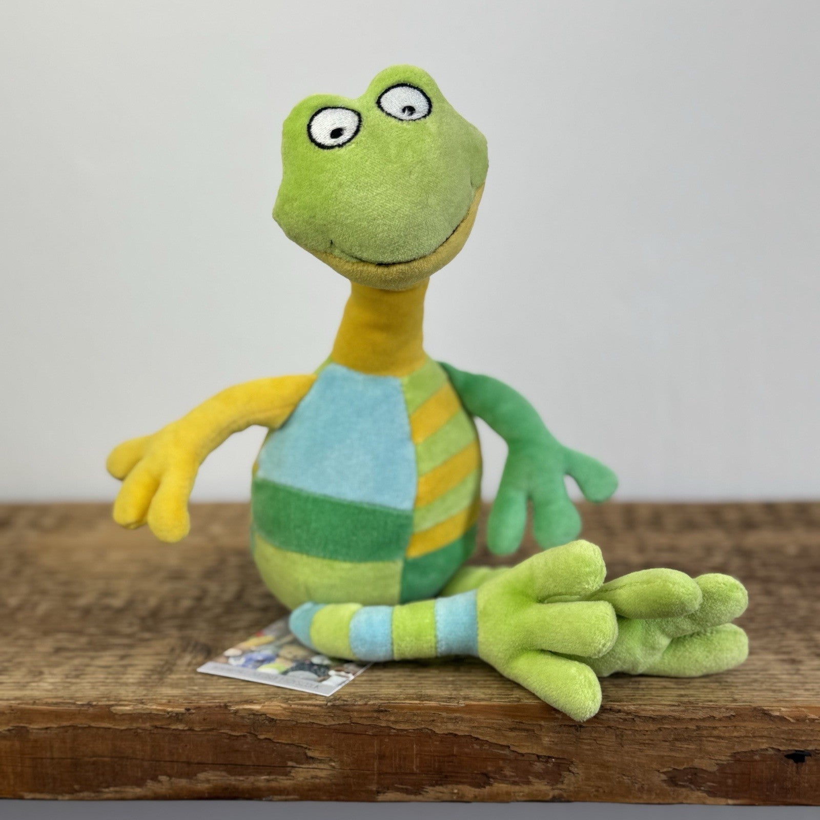 Jellycat Leggy Frog - Green Vintage Patchwork Soft Toy Rare 12"