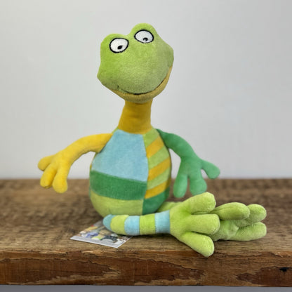 Jellycat Leggy Frog - Green Vintage Patchwork Soft Toy Rare 12"